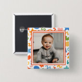 Leuke Doodle Baby Foto Knop Vierkante Button 5,1 Cm (Voorkant /achterkant)