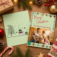 Leuke Doodle Familie Foto Kerstmis Kaart