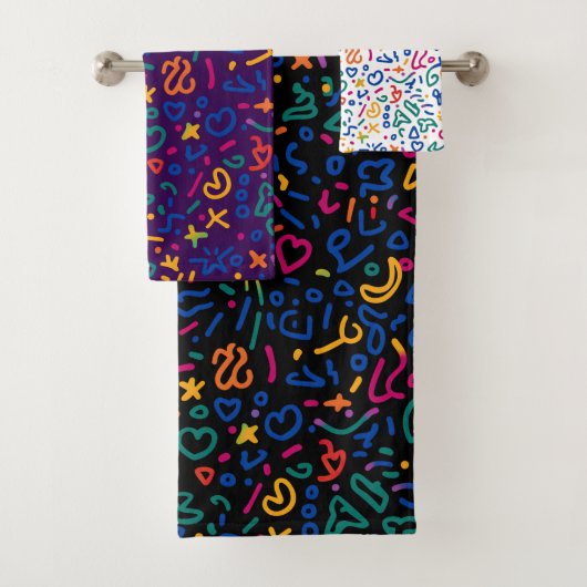 Leuke doodle kleurrijke levendige vormen bad handdoek (Insitu)