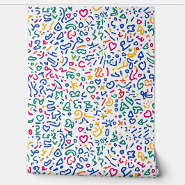 Leuke doodle kleurrijke levendige vormen behang