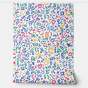 Leuke doodle kleurrijke levendige vormen behang