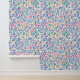 Leuke doodle kleurrijke levendige vormen behang