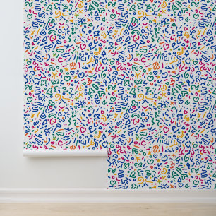 Leuke doodle kleurrijke levendige vormen behang