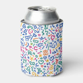 Leuke doodle kleurrijke levendige vormen blikjeskoeler (Blikje Voorkant)