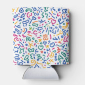Leuke doodle kleurrijke levendige vormen blikjeskoeler (Achterkant)