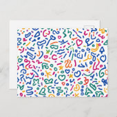 Leuke doodle kleurrijke levendige vormen briefkaart (Voorkant / Achterkant)