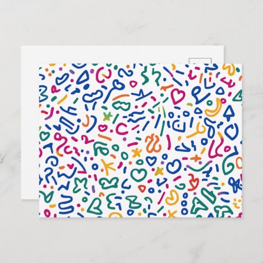 Leuke doodle kleurrijke levendige vormen briefkaart (Voorkant / Achterkant)