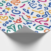 Leuke doodle kleurrijke levendige vormen cadeaupapier (Hoek)