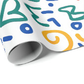 Leuke doodle kleurrijke levendige vormen cadeaupapier (Rol Hoek)