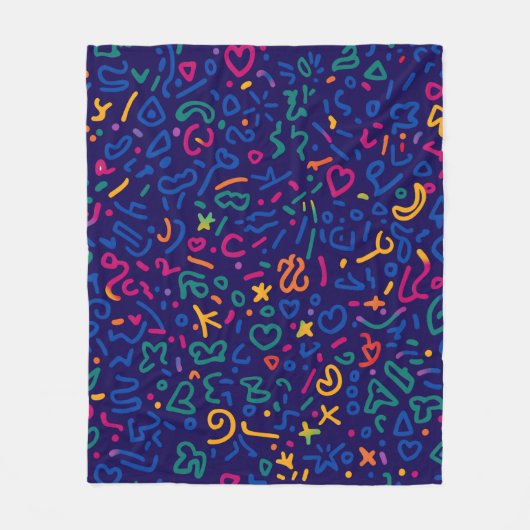 Leuke doodle kleurrijke levendige vormen fleece deken (Voorkant)