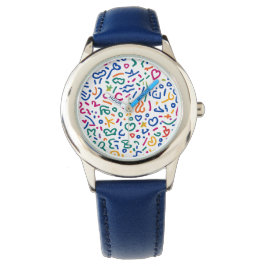Leuke doodle kleurrijke levendige vormen horloge