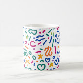 Leuke doodle kleurrijke levendige vormen koffiemok (Center)