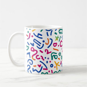 Leuke doodle kleurrijke levendige vormen koffiemok