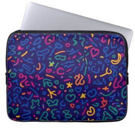 Leuke doodle kleurrijke levendige vormen laptop sleeve