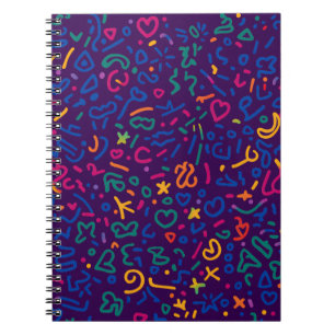 Leuke doodle kleurrijke levendige vormen notitieboek