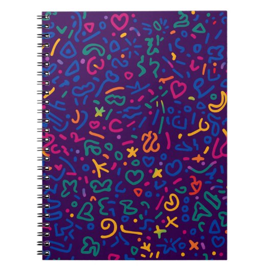 Leuke doodle kleurrijke levendige vormen notitieboek (Voorkant)