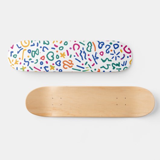 Leuke doodle kleurrijke levendige vormen persoonlijk skateboard (Horizontaal)