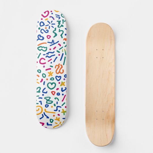 Leuke doodle kleurrijke levendige vormen persoonlijk skateboard (Voorkant)
