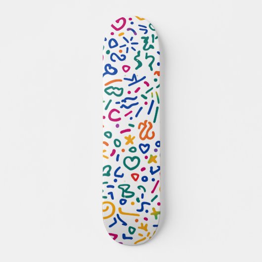 Leuke doodle kleurrijke levendige vormen persoonlijk skateboard (Voorkant)
