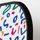 Leuke doodle kleurrijke levendige vormen pickleball paddle (Links Detail)