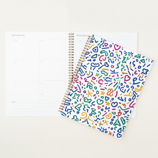 Leuke doodle kleurrijke levendige vormen planner (Display)