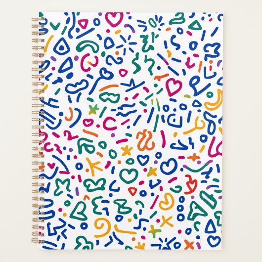 Leuke doodle kleurrijke levendige vormen planner (Voorkant)