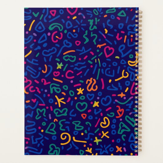 Leuke doodle kleurrijke levendige vormen planner (Achterkant)