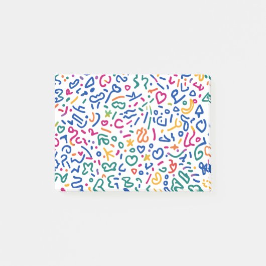 Leuke doodle kleurrijke levendige vormen post-it® notes (Voorkant)