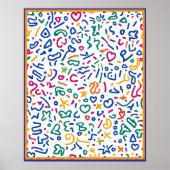 Leuke doodle kleurrijke levendige vormen poster (Voorkant)