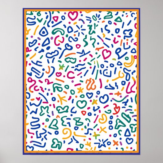 Leuke doodle kleurrijke levendige vormen poster (Voorkant)