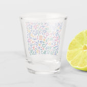 Leuke doodle kleurrijke levendige vormen shot glas (Achterkant)