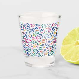 Leuke doodle kleurrijke levendige vormen shot glas
