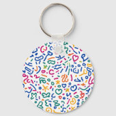 Leuke doodle kleurrijke levendige vormen sleutelhanger (Voorkant)