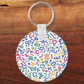 Leuke doodle kleurrijke levendige vormen sleutelhanger (Voorkant)