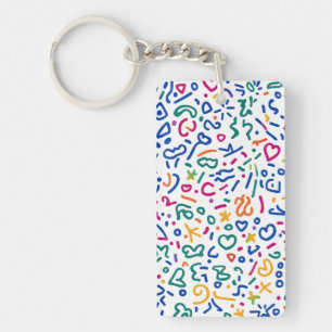 Leuke doodle kleurrijke levendige vormen sleutelhanger