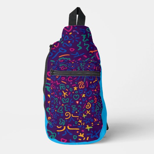 Leuke doodle kleurrijke levendige vormen sling bag (Voorkant)