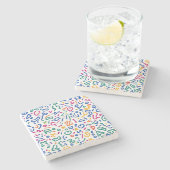 Leuke doodle kleurrijke levendige vormen stenen onderzetter (Zijkant)