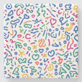 Leuke doodle kleurrijke levendige vormen stenen onderzetter (Voorkant)