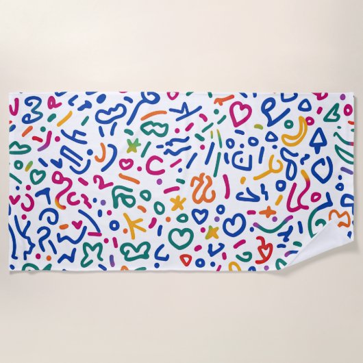 Leuke doodle kleurrijke levendige vormen strandlaken (Voorkant)