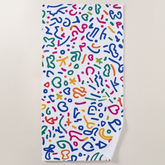 Leuke doodle kleurrijke levendige vormen strandlaken (Voorkant)