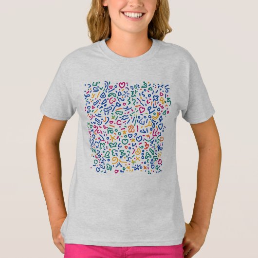 Leuke doodle kleurrijke levendige vormen t-shirt (Voorkant)