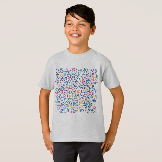 Leuke doodle kleurrijke levendige vormen t-shirt (Voorkant volledig)
