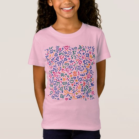 Leuke doodle kleurrijke levendige vormen t-shirt (Voorkant)