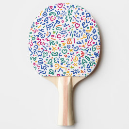 Leuke doodle kleurrijke levendige vormen tafeltennisbatje