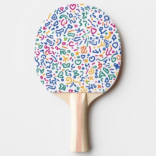 Leuke doodle kleurrijke levendige vormen tafeltennisbatje (Voorkant)