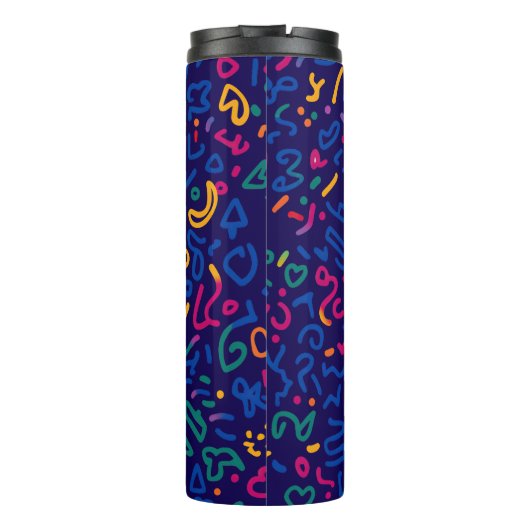 Leuke doodle kleurrijke levendige vormen thermosbeker (Achterkant)