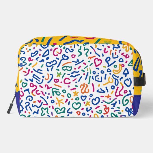 Leuke doodle kleurrijke levendige vormen toilettasje (Achterkant)