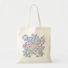 Leuke doodle kleurrijke levendige vormen tote bag