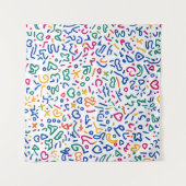 Leuke doodle kleurrijke levendige vormen wandkleed (Voorkant (horizontaal))