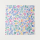 Leuke doodle kleurrijke levendige vormen wandkleed (Voorkant)